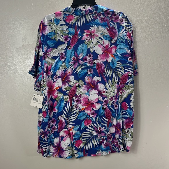Basic Editions Hawaiian tropical multi floral print button down shirt size XXL - Picture 2 of 7